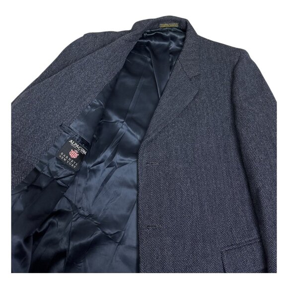 BARNEYS NEW YORK ALPACUNA Vintage 80s Luxury WOOL Pea Coat Trench Mens Large - Picture 4 of 11